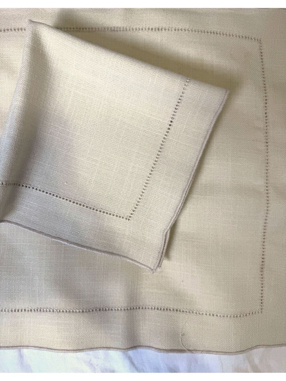 Cream hemstitch cloth dinner napkins set of 6